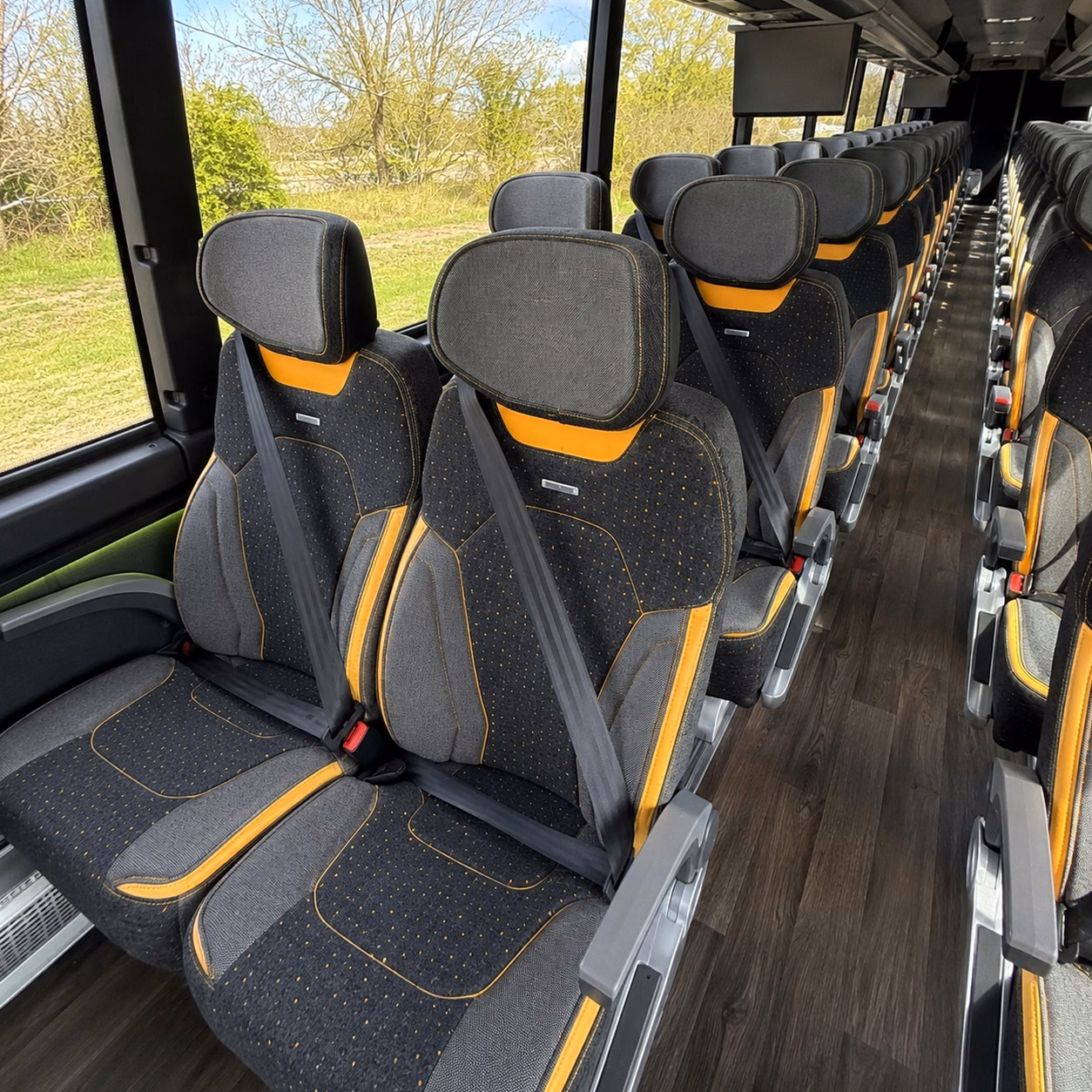 56 passenger charter bus inside